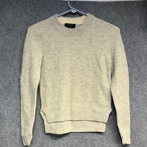 Rag & Bone 100% Cashmere  stone Gray and cream Ribbed long sleeve Sweater xxs